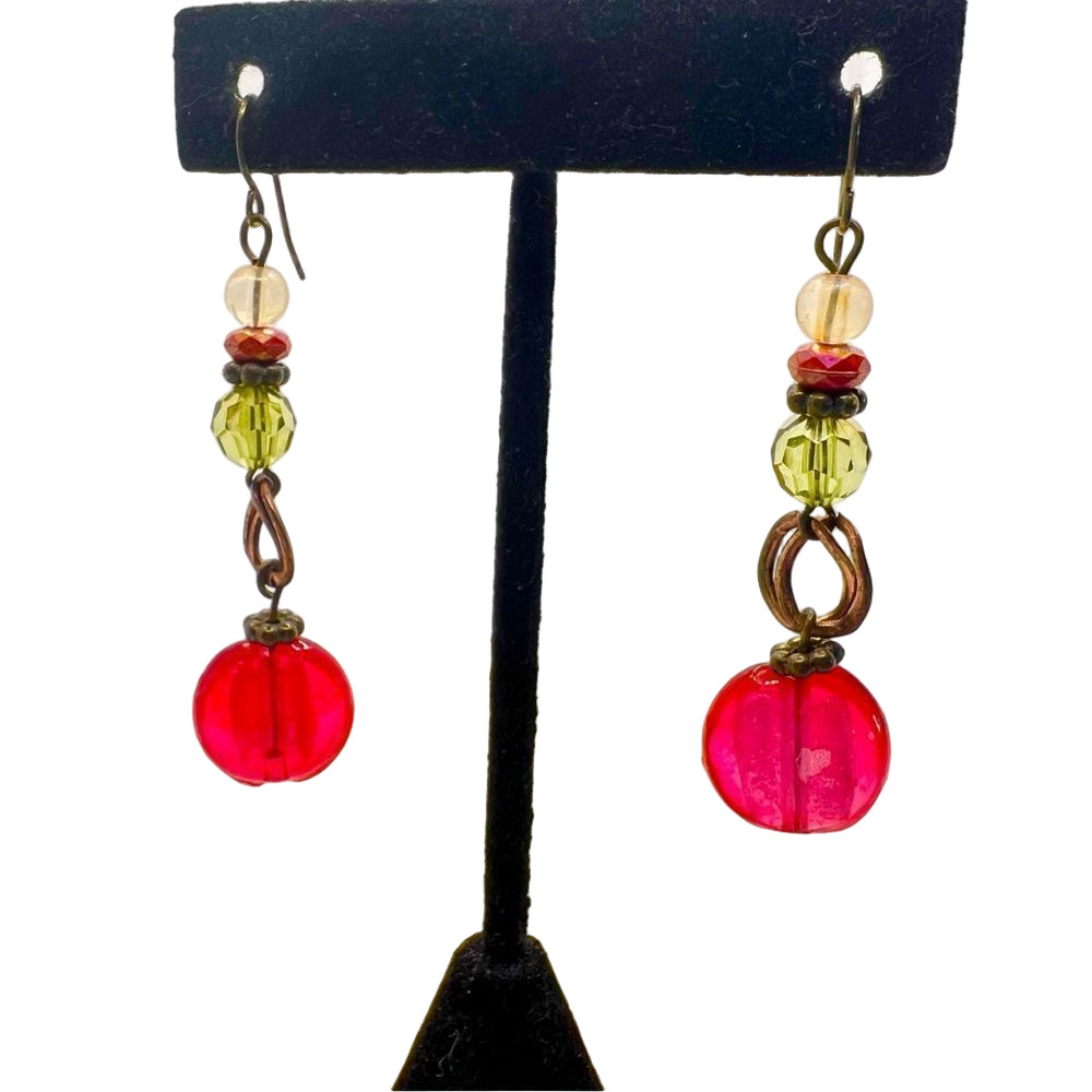 🍭6/$30 Funky multicolored bead dangle drop earrings
